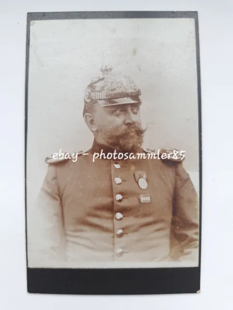 Orig. Foto CdV Portrait Offizier Pickelhaube Orden Bayern Soldat Regiment 10