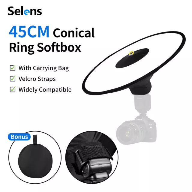 44cm Easy-Fold Flash Round Ring Softbox  Reflector for Canon Pentax Speedlite