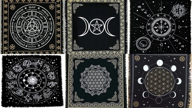 Nappe de Tarot fleur de vie, tissu d'autel païen, sorcellerie, flanelle, tapis de carte Oracle, jeu de société d'astrologie 15 Nappe de Tarot fleur de vie, tissu d'autel païen, sorcellerie, flanelle, tapis de carte Oracle, jeu de société d'astrologie 15