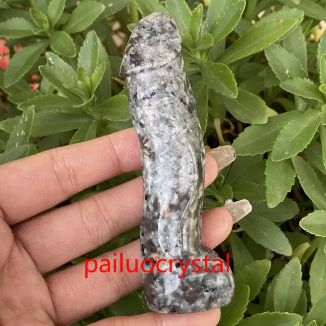 1X Natural Yooperite Flame's Stone male penis Quartz Crystal Skull Massager 3.8" 3