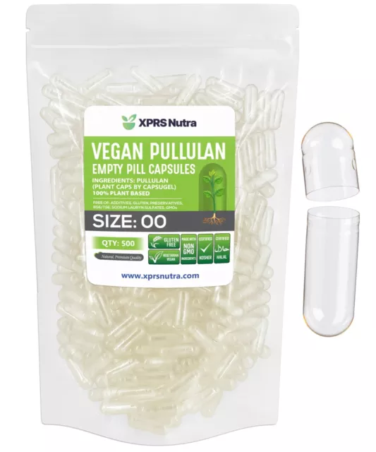 Size 00 Plantcaps Clear Empty Pullulan Vegan/Vegetable Vegetarian Pill Capsules