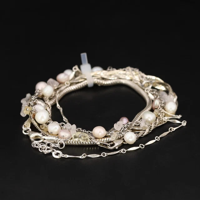 Sterling Silver - Lot of 5 Assorted Rope Snake Herringbone Chain Bracelets - 26g