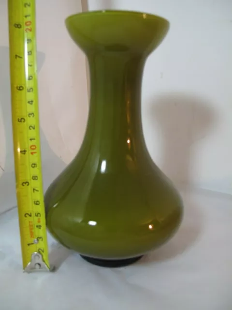 Vase  Italian Green Glass Retro  Vintage Hand Blown Glass Vase approx 20cm high