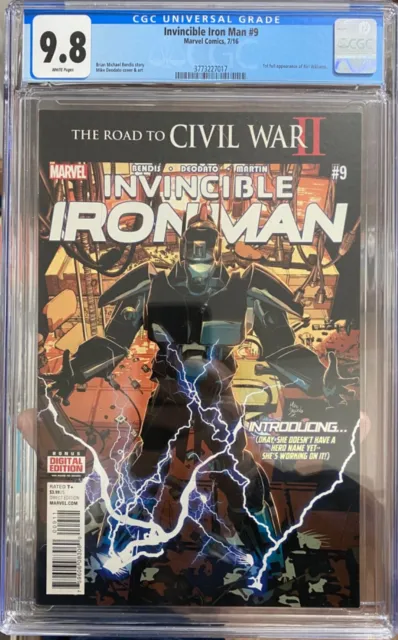 Invincible Iron Man #9 CGC 9.8 2016 Marvel Key 1st Appearance RIRI WILLIAMS