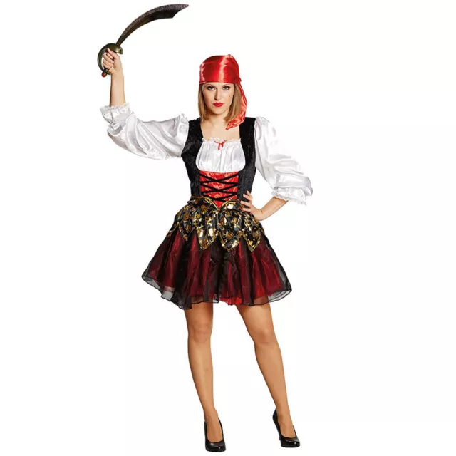 DAMEN PIRAT KOSTÜM # Karneval Fasching Piratin Seeräuber Braut Totenkopf Kleid