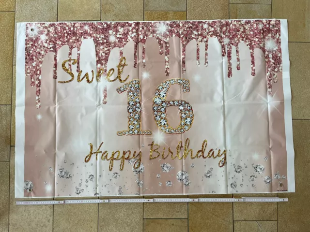 Süßer 16. Geburtstag Mädchen Deko, Sweet 16 Geburtstag Banner Roségold, 16 Geb