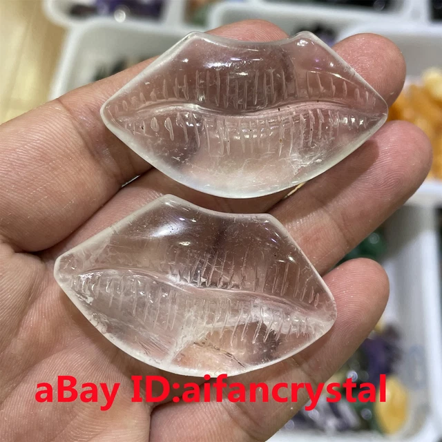 1PC Natural White crystal red lips Carved red lips Reiki quartz crystal Healing 6