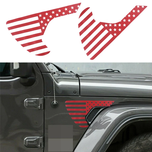 American US Flag Fender Vent Sticker Trim Fits For Jeep Wrangler JL JT Gladiator
