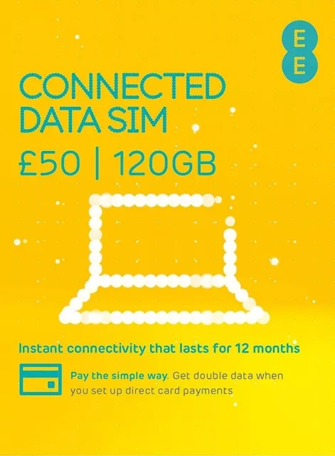 EE PAYG SIM Card Preloaded With 120GB of Data to Use For 12 Months