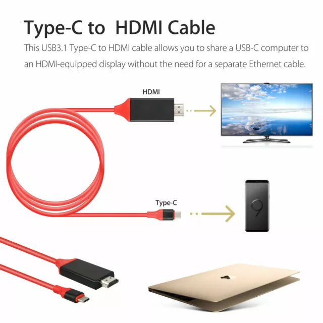 USB 3.1 USB-C auf HDMI Kabel Adapter Typ-C 4K HDTV für PC Macbook Samsung Huawei 2