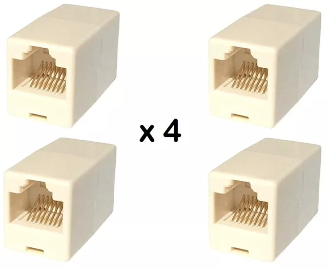 Cat5e RJ45 Ethernet Coupler / Joiner, Female to Female for Network Cable, 4 Pack