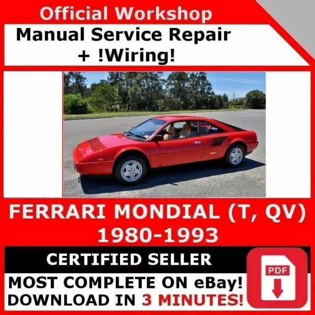 Factory Workshop Service Repair Manual Ferrari Mondial T, Qv 1980-1993 +Wiring
