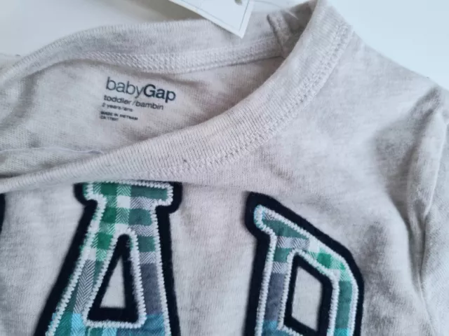 Neu mit Etikett Baby GAP Jungen langärmeliges T-Shirt Oberteil ELFENBEINBLAU Logo 2 5 Y £16,95 3