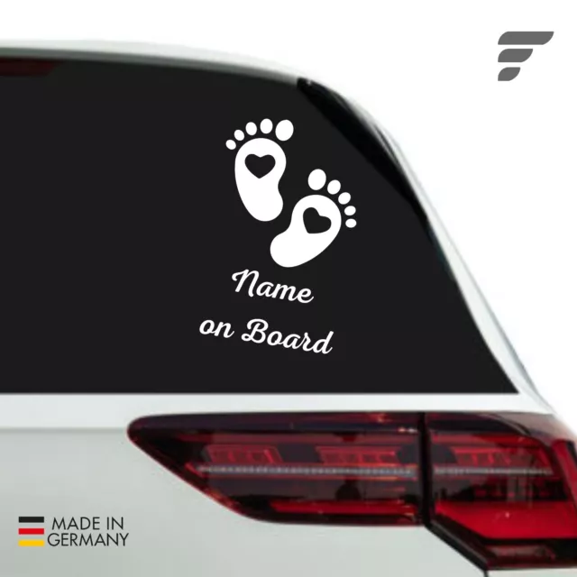 2x Baby on Board eigener Name Aufkleber Auto Sticker mit Namen bis 15 cm