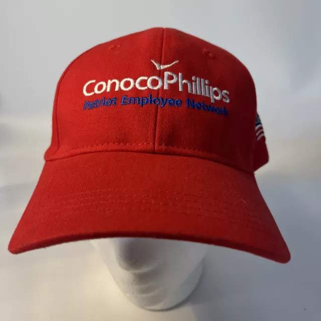 CONOCO PHILLIPS HAT CAP RED Embroidered American Flag