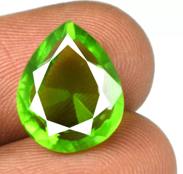 Natural 7.45 Ct Green Idocrase Great Luster Gemstone Pear Cut Certified B42246
