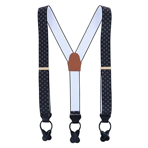 Men's Luxe Diamond Print Elastic Button End Braces (Suspenders)