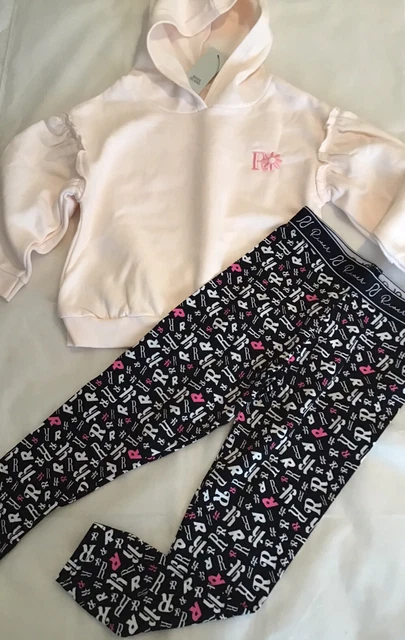 Set top con cappuccio mini bambina River Island età 2-3 anni logo rosa nuovo con etichette