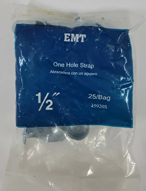 NEW 25 PACK 45920S Zinc Plated Steel EMT Conduit Snap-On 1-Hole Strap 1/2 in.