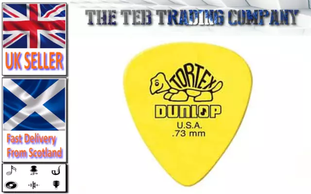 Dunlop Tortex Standard Guitar Picks - Yellow 0.73mm - 1,2,3,6,12,20,50
