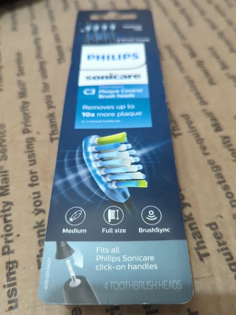 4 un. Medianos Nuevos cabezales de cepillo de dientes Philips Sonicare-C3 cabezales premium HX9044/95