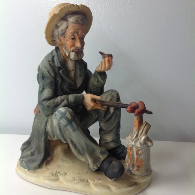 Vintage Norleans Elderly Man with Pipe Campfire Ceramic Figurine (Japan)