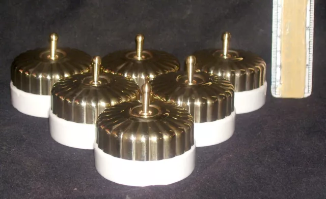 Vintage Brass And Ceramic Electric Switch button Cup Cake One Way Set of 6 Dacor