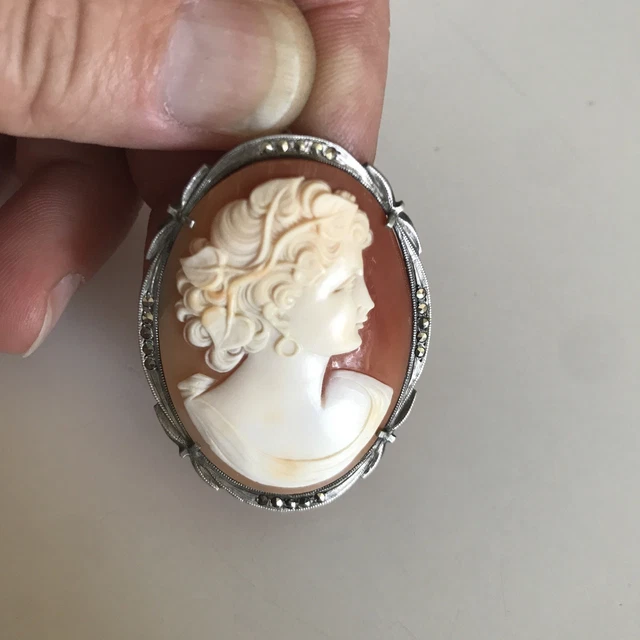 Pendentif & Broche En Argent Avec Camée Ancien - Bijouterie Bouancheau, Vintage Et Poinçonnée