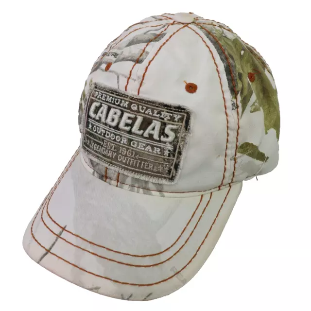 Real Tree Cabela's Outdoor Spellout Adjustable Distressed Camo Mens Cap Hat OSFA