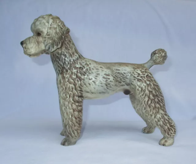 Vintage Ceramic Poodle Dog Figurine Goebel Germany Grey as is Large