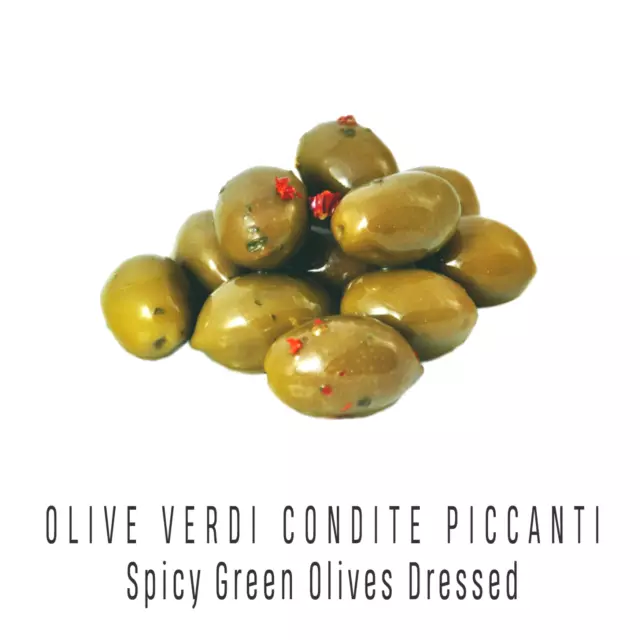 Olive verdi in salamoia intere condite piccanti da aperitivo grosse poco salate