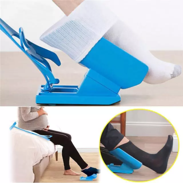 Kit de ayuda deslizante de calcetines azul ayuda a quitarse los calcetines sin doblar bocina de zapato