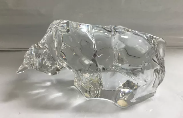 Vintage Baccarat France Crystal Bison Buffalo Bull Figurine Signed