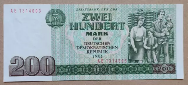 Germany: Authentic Germany Democratic Republic 200 Mark Banknote,1985.