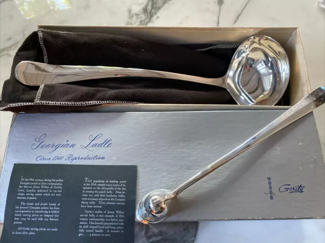 Gerity Silverplate Georgian serving ladle, 1740 reproduction in original box