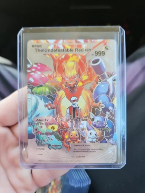 UNDEFEATABLE RED GX Silver Foil Fan Art Vinyl Collector Pokemon Card $4.91  - PicClick