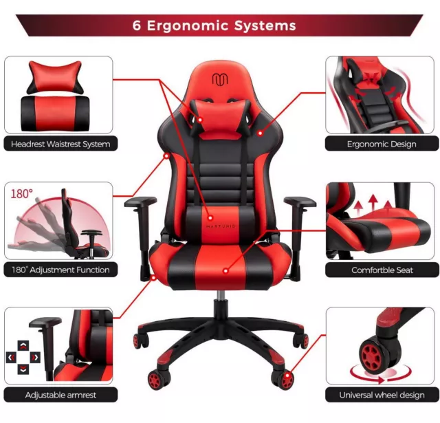 Luxury Executive Racing Gaming Office Chair Gas Lift Swivel Computer Desk UK