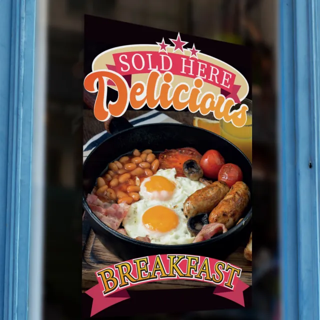 Breakfast Sold Here Cafe Takeaway Printed Vinyl Wall Window Shop Sign Adhesive