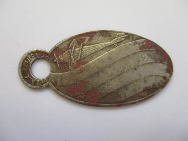 vintage 1915 Spirit of St Louis Blank Drop Box Return Oval Key Fob Chain