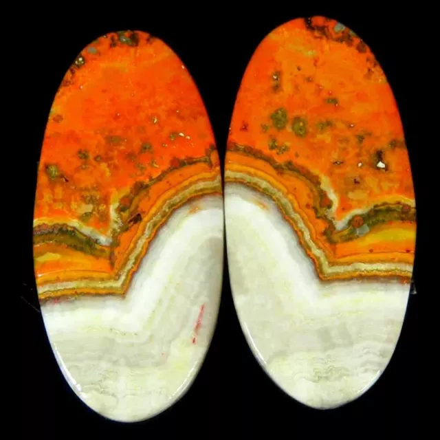72.50Cts.100%Natural Bumble Bee Eclipse Jasper Oval 18x38x5mm Pair Cab Gemstone