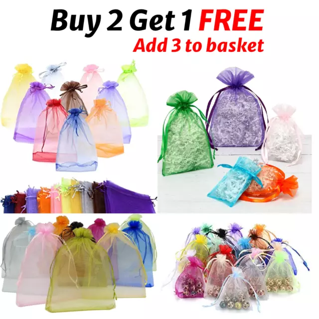 25 & 50 Sacs Organza Petit Fête Mariage Faveur Cadeau Candy Pochette Bijoux