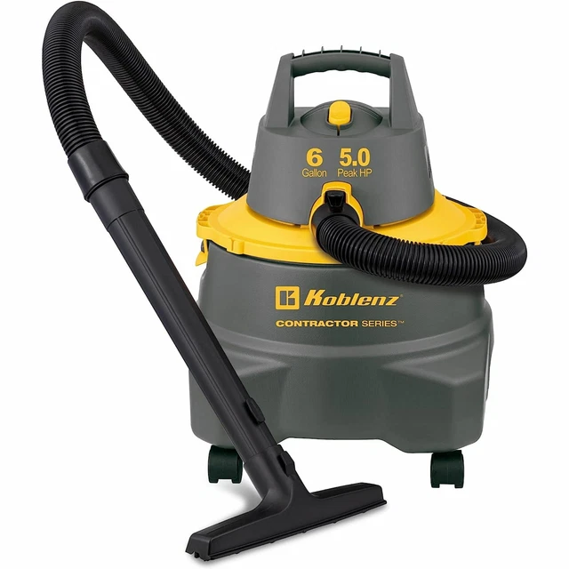 Koblenz Professional 6 Gallon Wet Dry Shop Vacuum w/5.0 Peak HP, 3 in 1 Shop Vac
