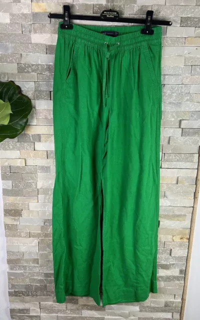 M&S women’s Size 8 Linen Blend Green Trousers