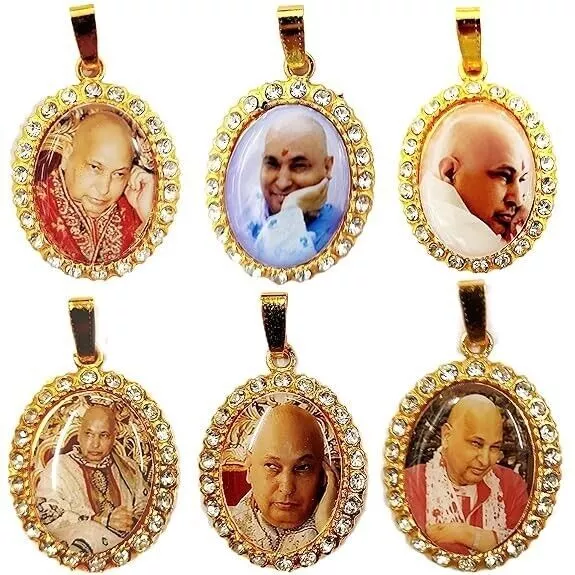 Guruji Swaroop Pendant Golden Metal Photo Locket For Men & Women 3 pcs