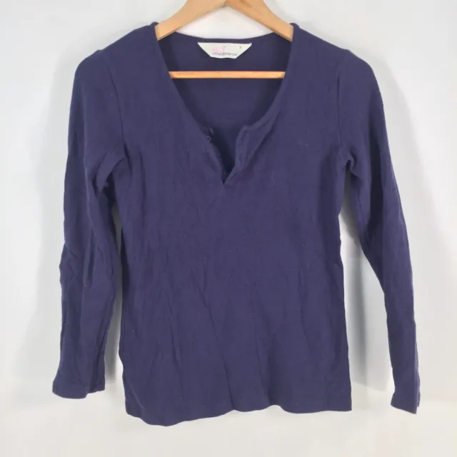 Peter alexander womens t shirt size S navy blue long sleeve Vneck cotton 072991