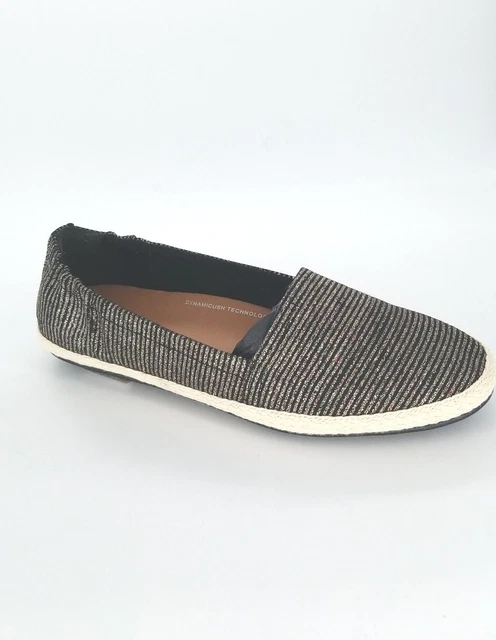 3129 Fitflop Womens Siren Glitter Stripe Espadrilles Flat Black Size 9 US