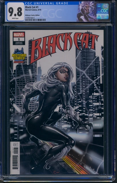 Black Cat 1 CGC 9.8 Midtown Comics Edition Clayton Crain Black Cat CGC Label