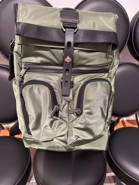 TUMI Lance Roll Top Backpack Forest Green 232659ft Lightly Used