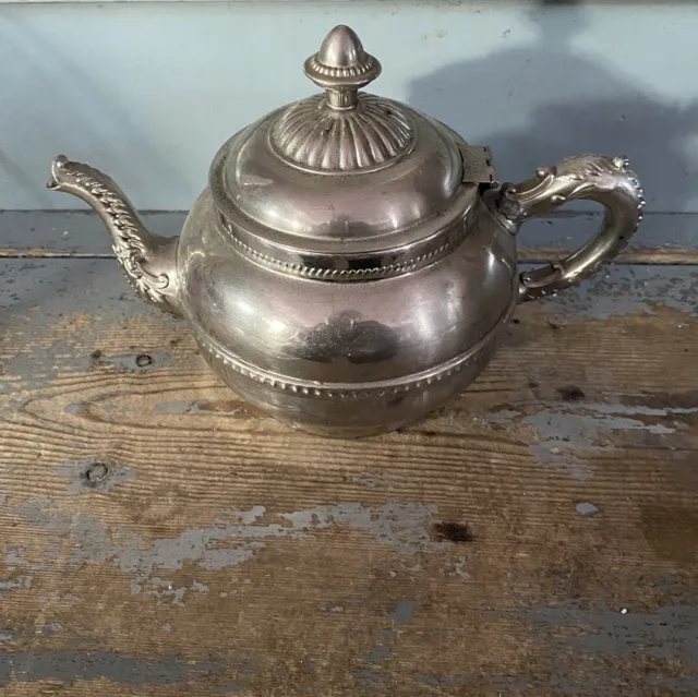 Rochester Stamping Works Antique Teapot Kettle Nickel Plate