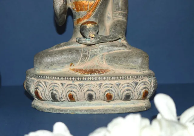 Brass Blessing Buddha Statue 19th Century Old Vintage Meditation Figurine EK981 2